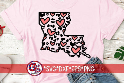 Heart Leopard Print Louisiana SVG DXF EPS PNG-Valentine's Day SVG Greedy Stitches 