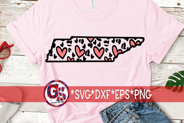 Heart Leopard Print Tennessee SVG DXF EPS PNG-Valentine's Day SVG Greedy Stitches 
