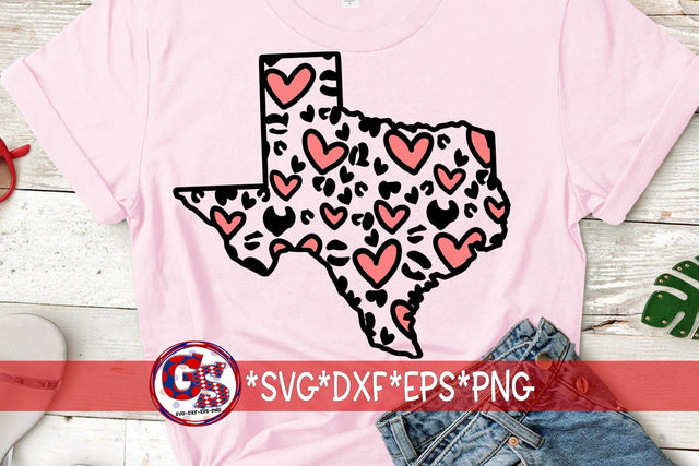 Heart Leopard Print Texas SVG DXF EPS PNG-Valentine's Day SVG Greedy Stitches 