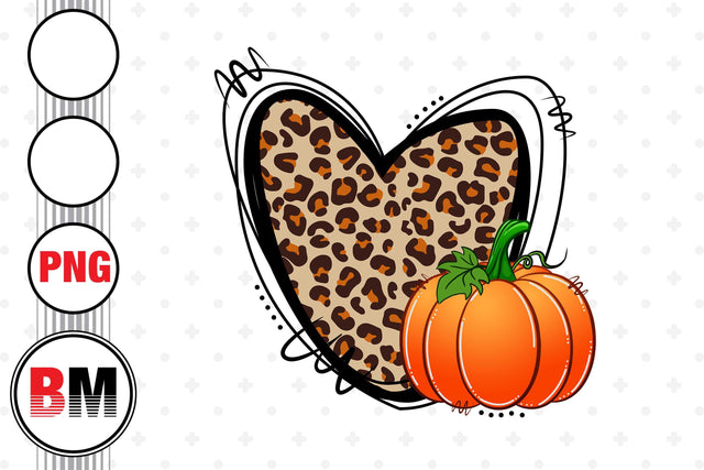 Heart Leopard Pumpkin PNG Files Sublimation BMDesign 