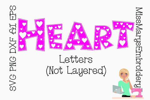 Heart Letters (not layered) SVG MissMarysEmbroidery 