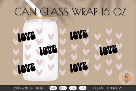 Heart Libbey Can Glass Wrap SVG | Vinyl Decal 16 Oz SVG OrangeBrushStudio 