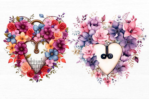 Heart Lock with Flowers Sublimation Clipart Sublimation Regulrcrative 