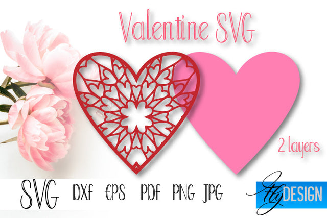 Heart Love SVG. Layered Heart SVG. Valentines Day SVG. v 3-4. SVG Fly Design 