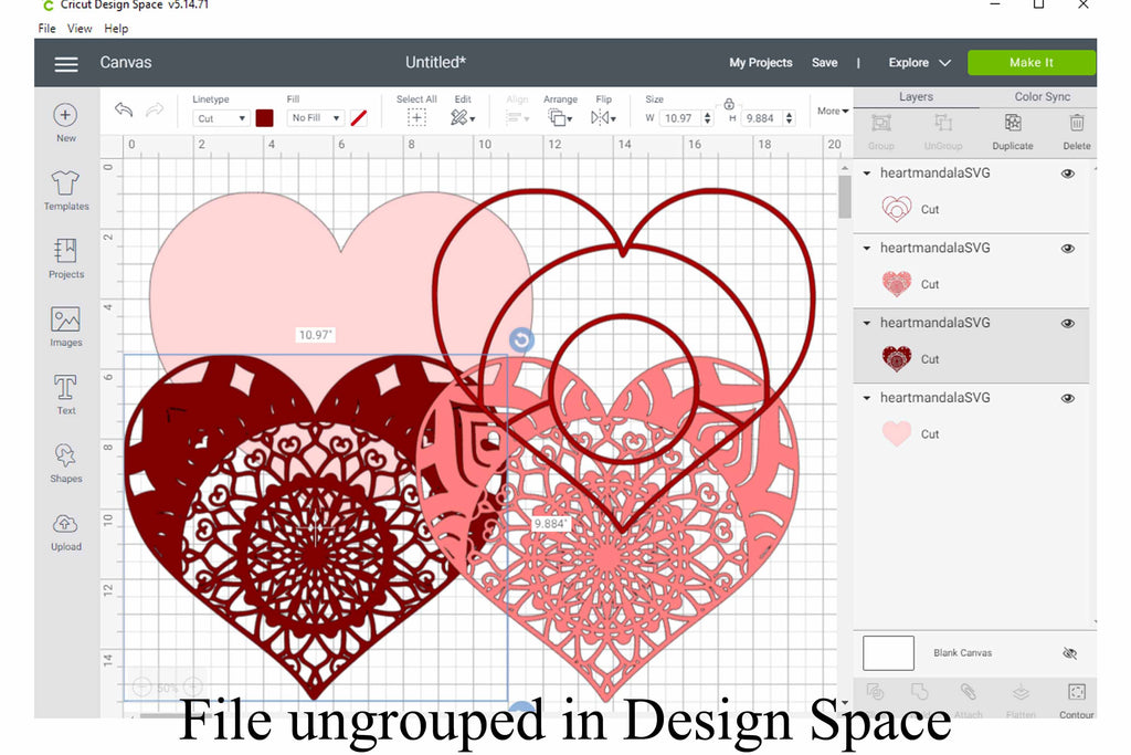 Heart Mandala 3D Layered SVG file, 4 layers for Cricut or Cameo Cutting ...
