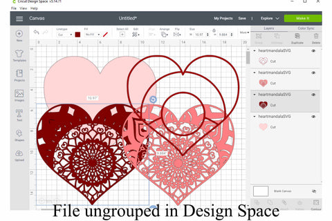 Heart Mandala 3D Layered SVG file, 4 layers for Cricut or Cameo Cutting Machines SVG Digital Honeybee 