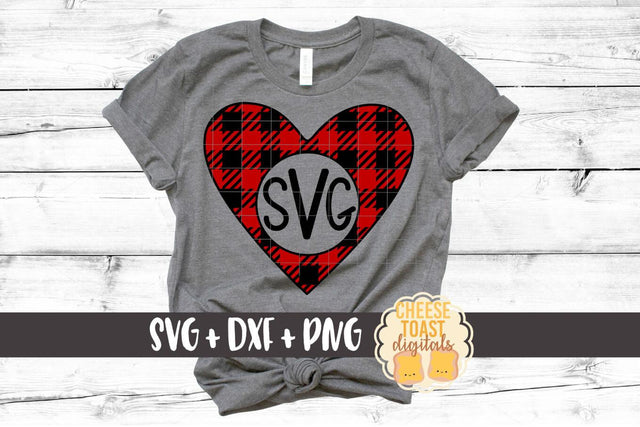 Heart Monogram - Buffalo Plaid - Valentine's Day SVG PNG DXF Cutting Files SVG Cheese Toast Digitals 