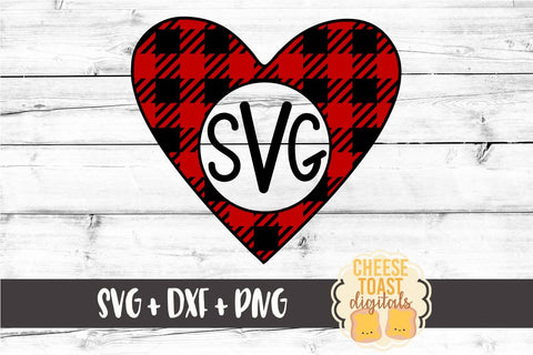 Heart Monogram - Buffalo Plaid - Valentine's Day SVG PNG DXF Cutting Files SVG Cheese Toast Digitals 