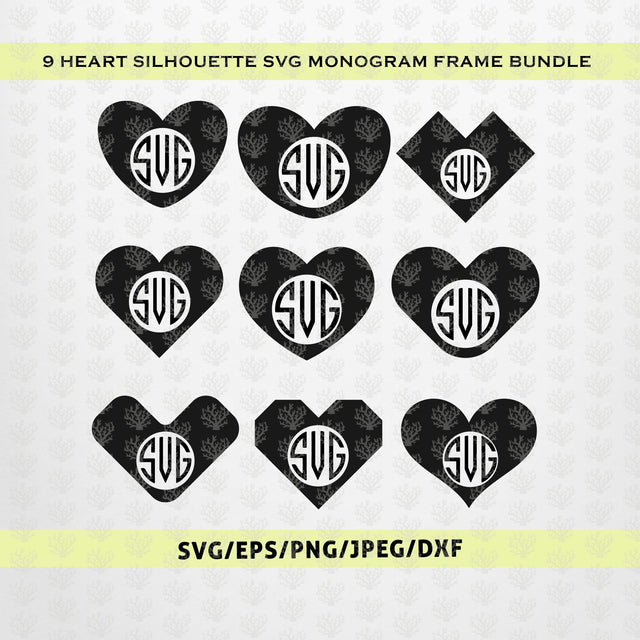 Heart Monogram Bundle SVG EPS DXF PNG SVG CoralCutsSVG 