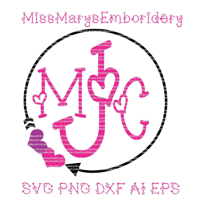 Heart Monogram Frame SVG MissMarysEmbroidery 