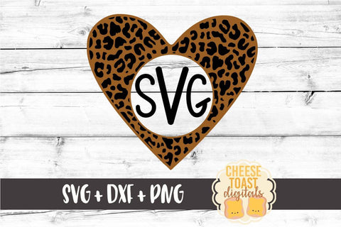 Heart Monogram - Leopard Print - Valentine's Day SVG PNG DXF Cutting Files SVG Cheese Toast Digitals 