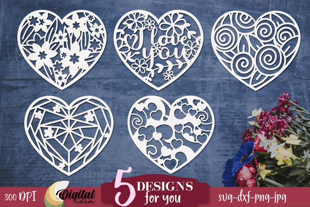 Heart Monogram Paper Cut Design SVG. Bundle Design. SVG Evgenyia Guschina 