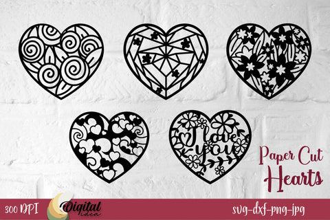 Heart Monogram Paper Cut Design SVG. Bundle Design. SVG Evgenyia Guschina 