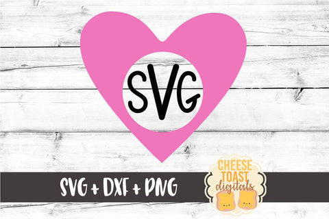Heart Monogram - Solid - Valentine's Day SVG PNG DXF Cutting Files SVG Cheese Toast Digitals 