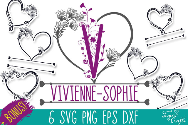 Heart Monogram SVG Pack | Baby Monogram SVG & Bonus Files SVG Feya's Fonts and Crafts 