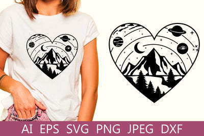 Heart monogram with nature svg, Travel svg, Camping shirt svg, Outdoors svg SVG AnastasiyaArtDesign 