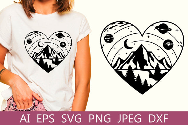 Heart monogram with nature svg, Travel svg, Camping shirt svg, Outdoors svg SVG AnastasiyaArtDesign 