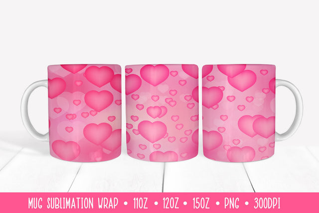 Heart Mug Sublimation Design. Valentines Day Mug Wrap Sublimation LaBelezoka 