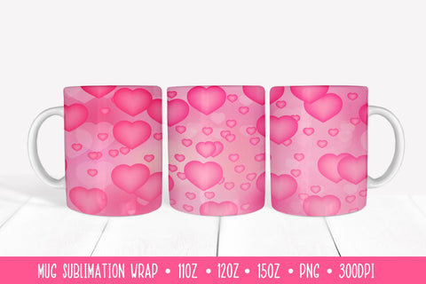 Heart Mug Sublimation Design. Valentines Day Mug Wrap Sublimation LaBelezoka 