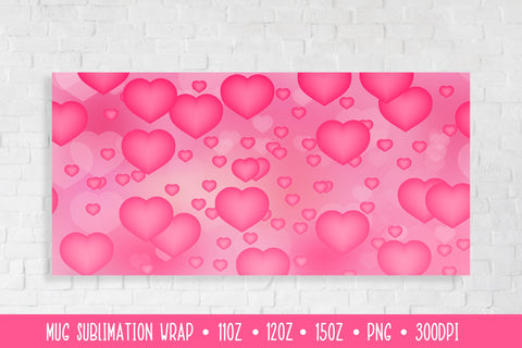 Heart Mug Sublimation Design. Valentines Day Mug Wrap Sublimation LaBelezoka 