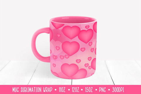 Heart Mug Sublimation Design. Valentines Day Mug Wrap Sublimation LaBelezoka 