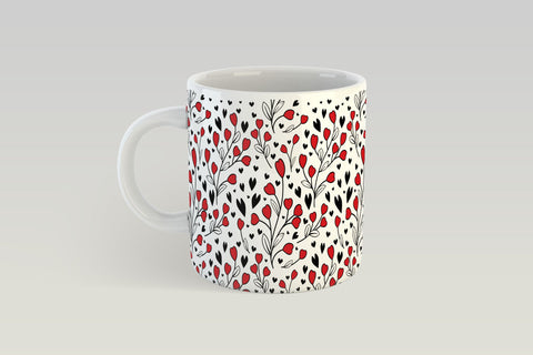 Heart Mug Sublimation, Valentines Day Full Floral Mug Wrap. Sublimation Elinorka 