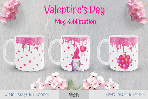 Heart Mug Wrap. Gnome Mug Valentine's Design For Sublimation Sublimation Kseniia designer 