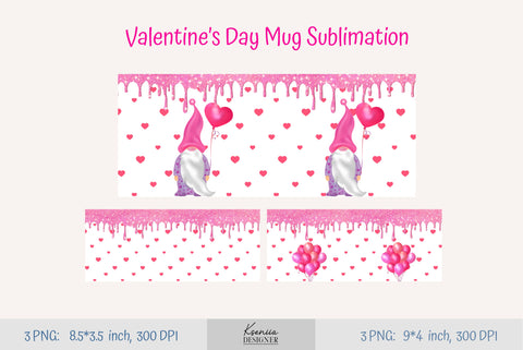 Heart Mug Wrap. Gnome Mug Valentine's Design For Sublimation Sublimation Kseniia designer 