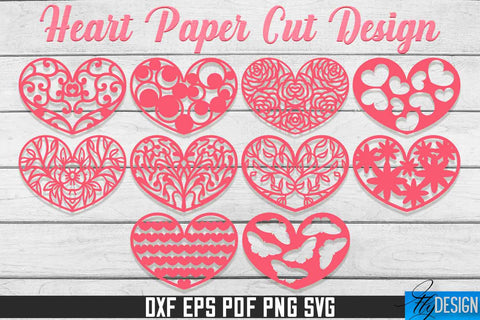 Heart Paper Cut Design | Paper Cut SVG | Love Design SVG Fly Design 