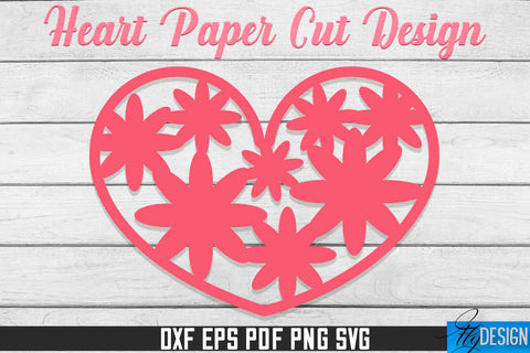 Heart Paper Cut Design | Paper Cut SVG | Love Design SVG Fly Design 