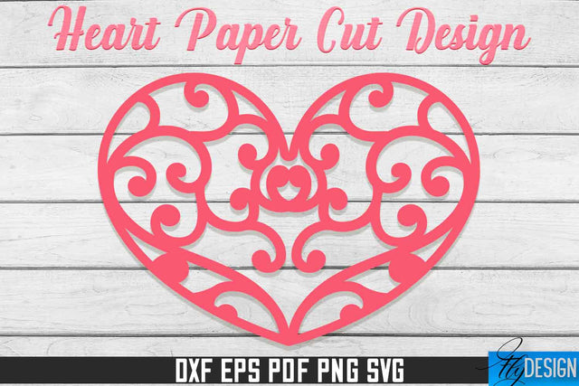 Heart Paper Cut Design | Paper Cut SVG | Love Design SVG Fly Design 