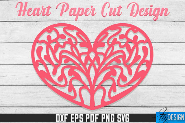 Heart Paper Cut Design | Paper Cut SVG | Love Design SVG Fly Design 