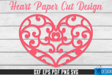 Heart Paper Cut Design | Paper Cut SVG | Love Design SVG Fly Design 