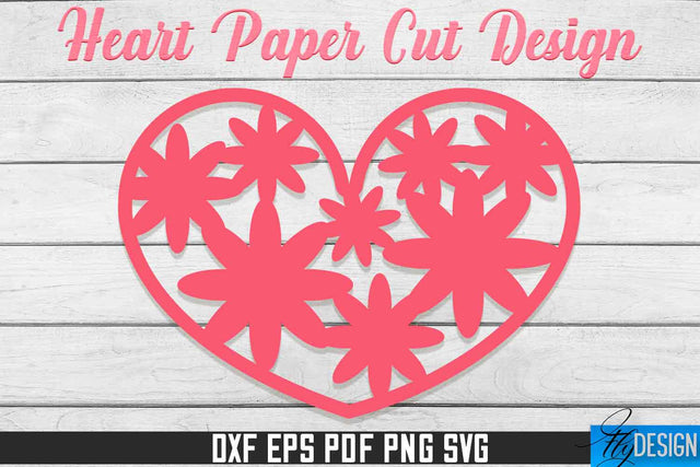 Heart Paper Cut Design | Paper Cut SVG | Love Design SVG Fly Design 