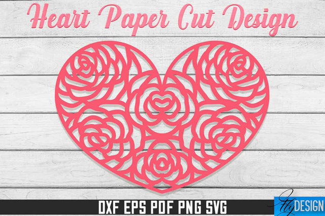 Heart Paper Cut Design | Paper Cut SVG | Love Design SVG Fly Design 