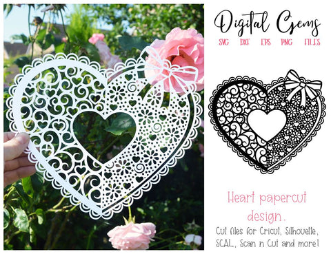 Heart paper cut design SVG / DXF / EPS / PNG files SVG Digital Gems 