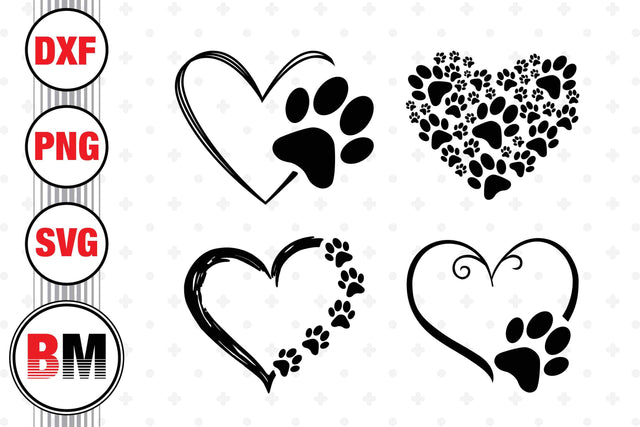 Heart Paw SVG, PNG, DXF Files SVG BMDesign 