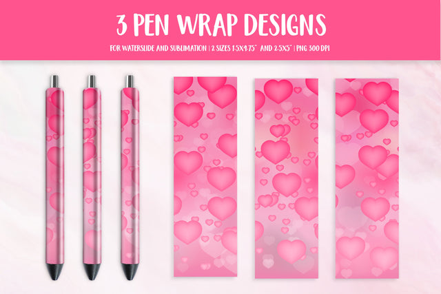 Heart Pen Wrap. Romantic Pen Sublimation Design Sublimation LaBelezoka 
