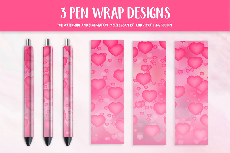 Heart Pen Wrap. Romantic Pen Sublimation Design Sublimation LaBelezoka 