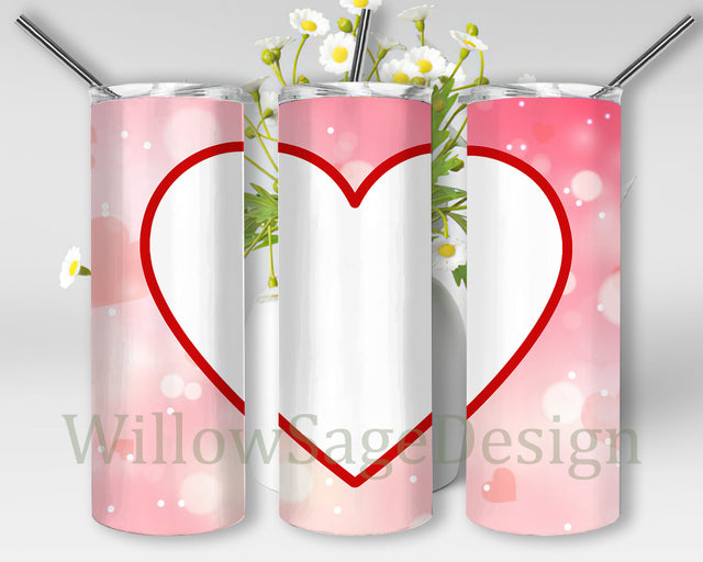 Heart Photo Frame 20oz Full Tumbler Wrap, Couple Love Design Png, Heart Tumbler Png, Heart Sublimation Design, Valentine Day Gift, Instant Download Sublimation WillowSageDesign 