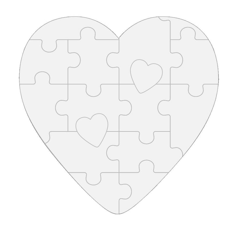 Heart Puzzle 16 Pc Sublimation Templates: Unisub Blank Template #4848 