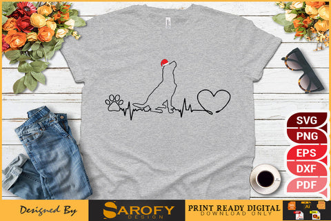 Heart Rate Santa Dog Funny Christmas Design SVG File SVG Sarofydesign 