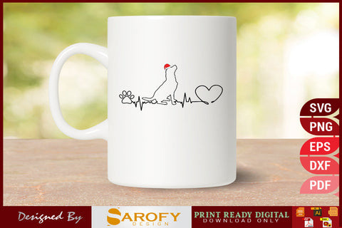 Heart Rate Santa Dog Funny Christmas Design SVG File SVG Sarofydesign 