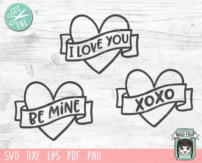 Heart Ribbon Banner SVG Cut File SVG Wild Pilot 