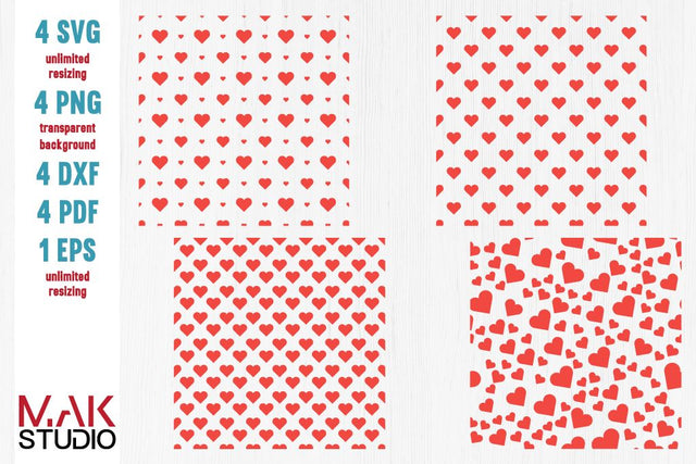 Heart seamless pattern svg, Heart pattern svg, Heart pattern pdf, Heart background svg, Heart digital paper svg, mini bundles SVG MAKStudion 