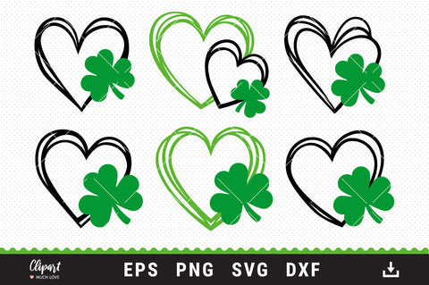 Heart Shamrock svg, Saint Patrick's Day Heart SVG, DXF, PNG SVG ClipartMuchLove 