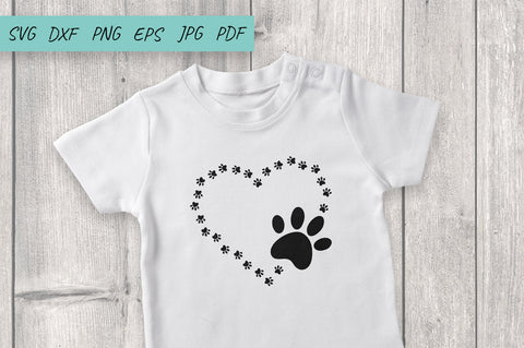 Heart Shape with Cat and Dog Paws, Dog Paws Frame SVG Irina Ostapenko 