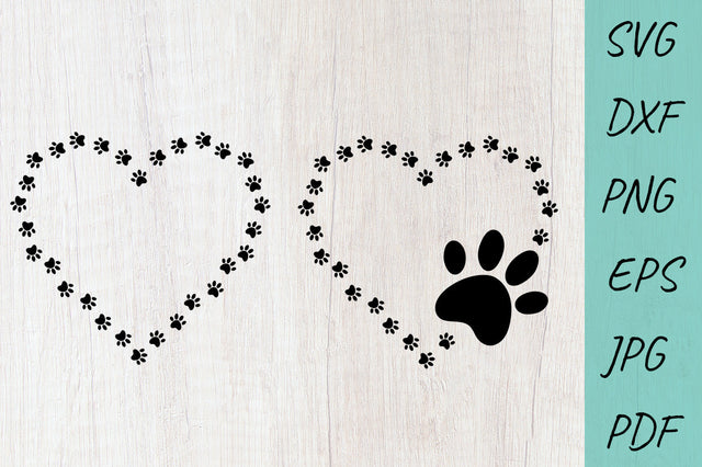 Heart Shape with Cat and Dog Paws, Dog Paws Frame SVG Irina Ostapenko 