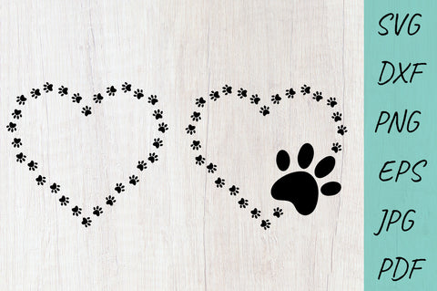 Heart Shape with Cat and Dog Paws, Dog Paws Frame SVG Irina Ostapenko 
