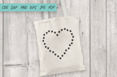 Heart Shape with Cat and Dog Paws, Dog Paws Frame SVG Irina Ostapenko 